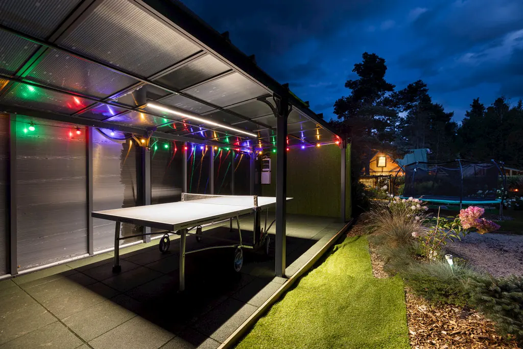 Covered table tennis area in the private park